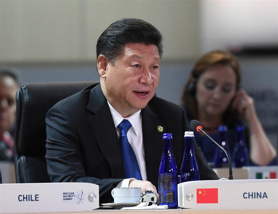 WASHINGTON D.C., April 1, 2016 (Xinhua) -- Chinese President Xi Jinping attends the fourth Nuclear Security Summit in Washington D.C., the United States, April 1, 2016. (Xinhua)