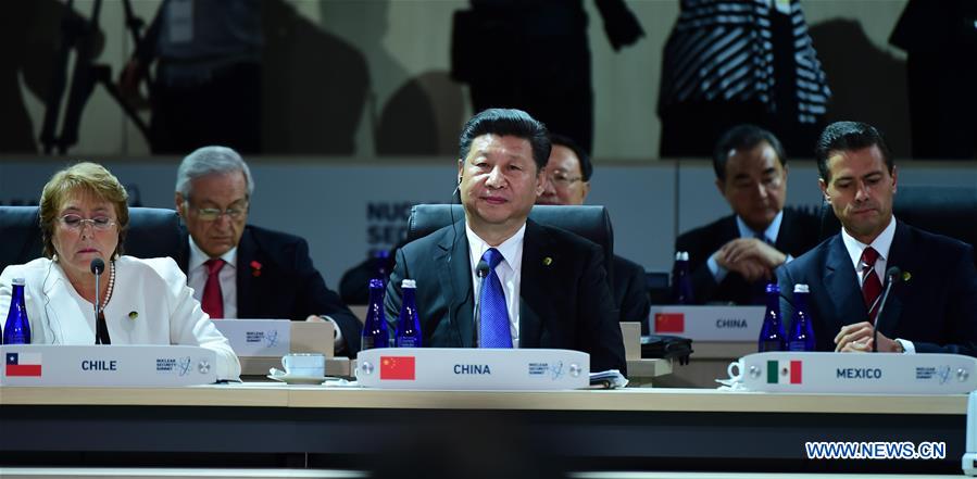 WASHINGTON D.C., April 1, 2016 (Xinhua) -- Chinese President Xi Jinping (C, front) attends the closing session of the fourth Nuclear Security Summit in Washington D.C., the United States, April 1, 2016. (Xinhua/Zhang Duo