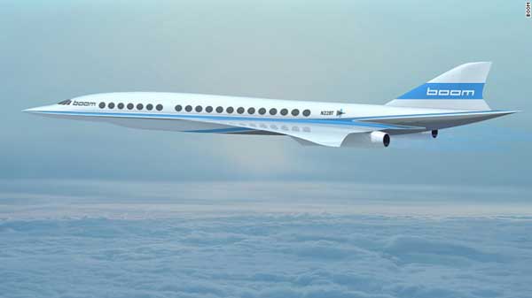 The Boom airplane would travel at Mach 2.2 -- more than twice the speed of sound and 2.6 times faster than any other airliner.