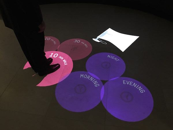 Walk down a hallway in the Renaissance Midtown hotel in New York, and the walls and floor come alive. Visitors can select a walking route by standing in a circle projected on the floor.