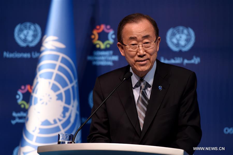 ISTANBUL , May 24, 2016 (Xinhua) -- The UN Secretary General Ban Ki-moon attends a press conference prior to the closing ceremony of the World Humanitarian Summit in Istanbul, Turkey, May 24, 2016. (Xinhua/Zhao Dingzhe) 