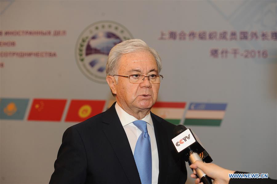 Shanghai Cooperation Organization (SCO) Secretary-General Rashid Olimov speaks to media after the foreign ministers