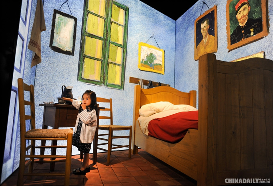 A visitor appreciates the exhibition at Jinyuan Shopping Mall. [Photo by Akash Ghai/China Daily]