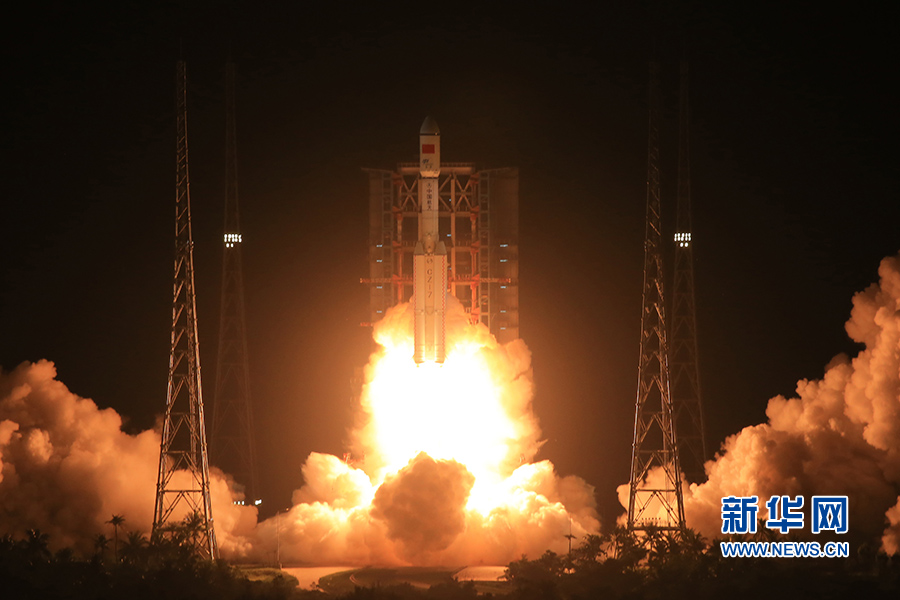  A Long March-7 carrier rocket lifts off from Wenchang Satellite Launch Center, south China