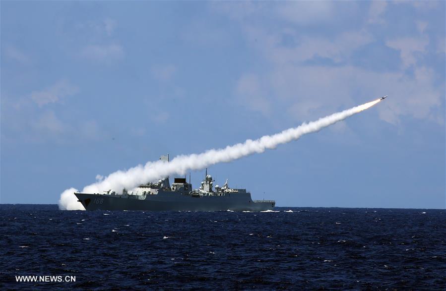 Chinese navy conducted an annual combat drill in the water area near south China