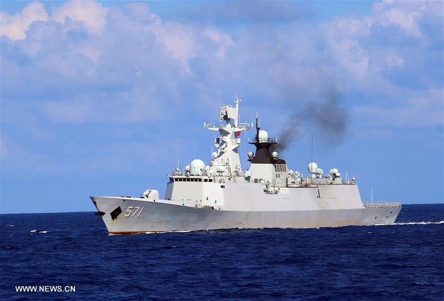 Chinese navy conducted an annual combat drill in the water area near south China