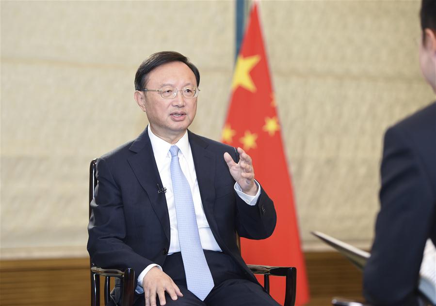 Chinese State Councilor Yang Jiechi takes an interview from Chinese state media on the so-called award of the Arbitral Tribunal for the South China Sea arbitration in Beijing, capital of China, July 14, 2016.