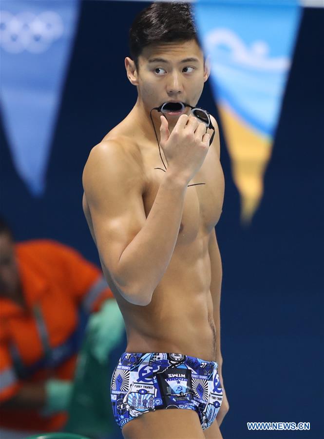 Chinese swimming athlete Ning Zetao takes part in a training session at the Olympic Aquatic Stadium in Rio de Janeiro, Brazil, on Aug. 1, 2016. (Xinhua/Ding Xu) 
