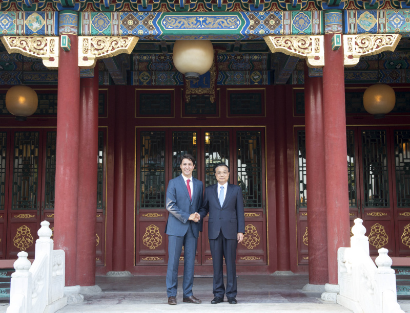 Chinese Premier Li meets Canadian PM Trudeau