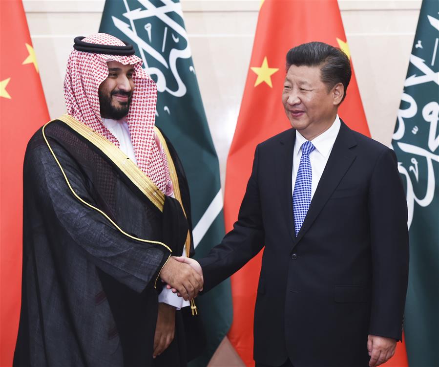 Chinese PresidentXi Jinping(R) meets with Saudi Arabia