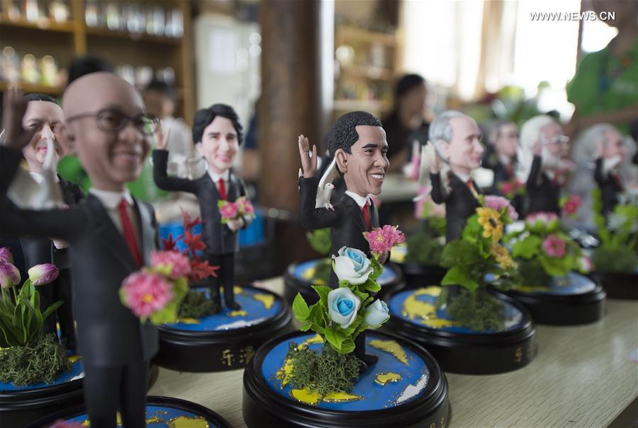 Clay figures featuring the leaders to attend the upcoming G20 Summit are seen in Hangzhou, capital of east China