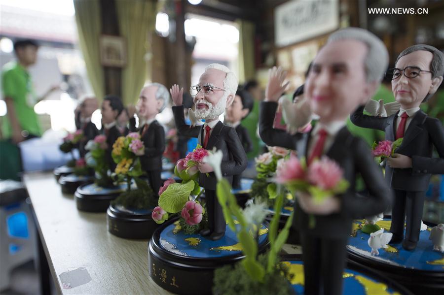 Clay figures featuring the leaders to attend the upcoming G20 Summit are seen in Hangzhou, capital of east China