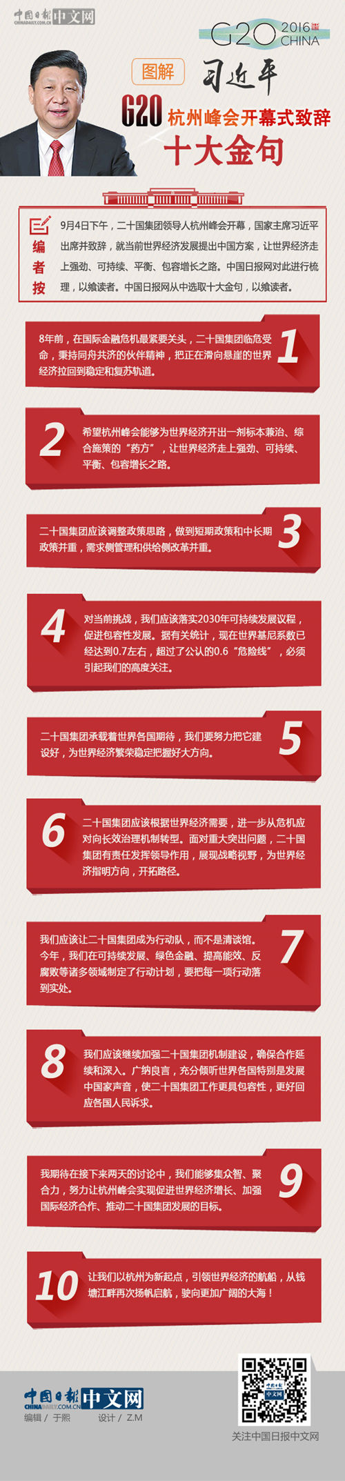 图解：习近平G20杭州峰会开幕式致辞十大金句