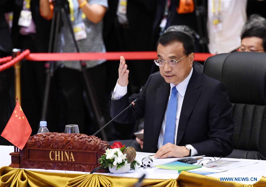 Chinese Premier Li Keqiang attends the 19th summit between China and the Association of Southeast Asian Nations (ASEAN) to commemorate the 25th Anniversary of China-ASEAN Dialogue Relations, in Vientiane, Laos, Sept. 7, 2016. (Xinhua/Rao Aimin)