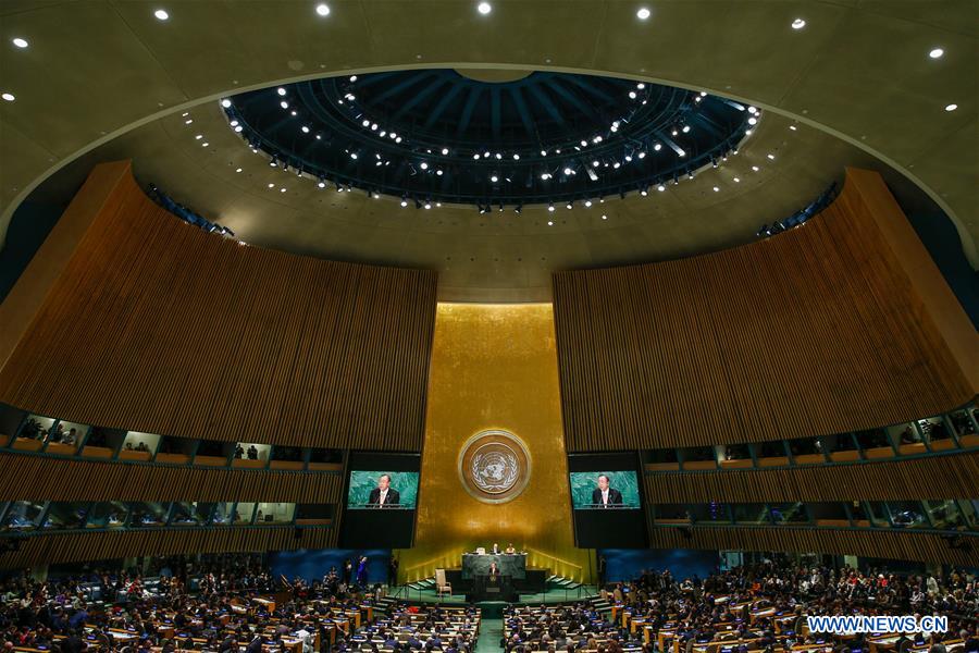 Photo taken on Sept. 20, 2016, shows the scene of the General Debate of the 71st session of the United Nations General Assembly at the UN headquarters in New York. The 71st session of the UN General Assembly on Tuesday opened its annual high-level General Debate at the UN headquarters in New York, with a focus on pushing for the world