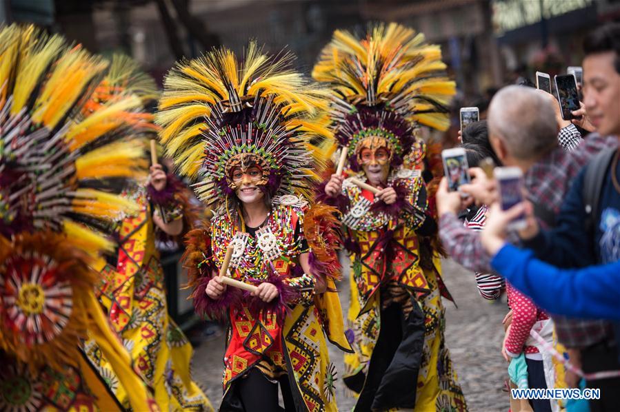 A Latin-style parade was held to celebrate the 17th anniversary of Macao