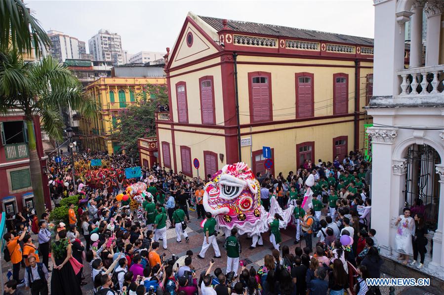 A Latin-style parade was held to celebrate the 17th anniversary of Macao