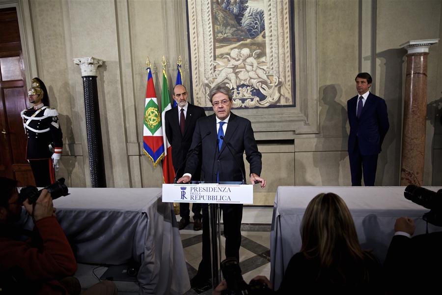Paolo Gentiloni speaks to the press after he was officially authorized as the new prime minister at the Quirinale presidential palace in Rome, Italy, Dec. 11, 2016. Italian President Sergio Mattarella on Sunday asked outgoing Foreign Minister Paolo Gentiloni to serve as new prime minister. (Xinhua/Jin Yu)