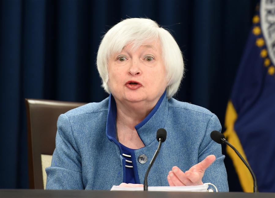 U.S. Federal Reserve Chair Janet Yellen speaks during a news conference in Washington D.C., capital of the United States, Dec. 14, 2016. U.S. Federal Reserve on Wednesday decided to raise benchmark interest rate by 25 basis points, the first and only time in 2016. (Xinhua/Bao Dandan)