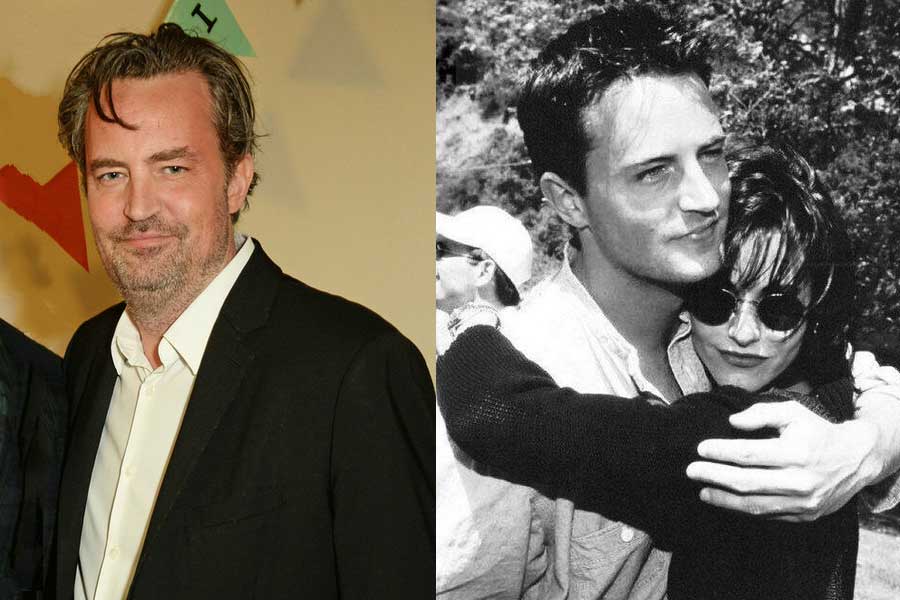 Matthew Perry (left), Perry and actress Courteney Cox (right). [Photo/VCG; Sina Weibo]