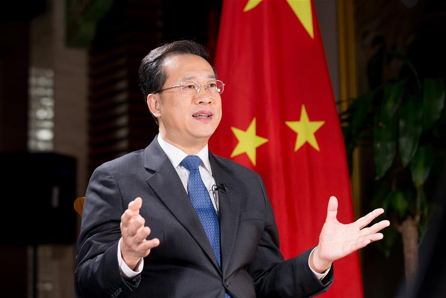 Ma Zhaoxu, head of the Chinese mission to the United Nations at Geneva, receives an interview with Xinhua News Agency in Geneva, Switzerland, on Jan. 2, 2017. Chinese President Xi Jinping