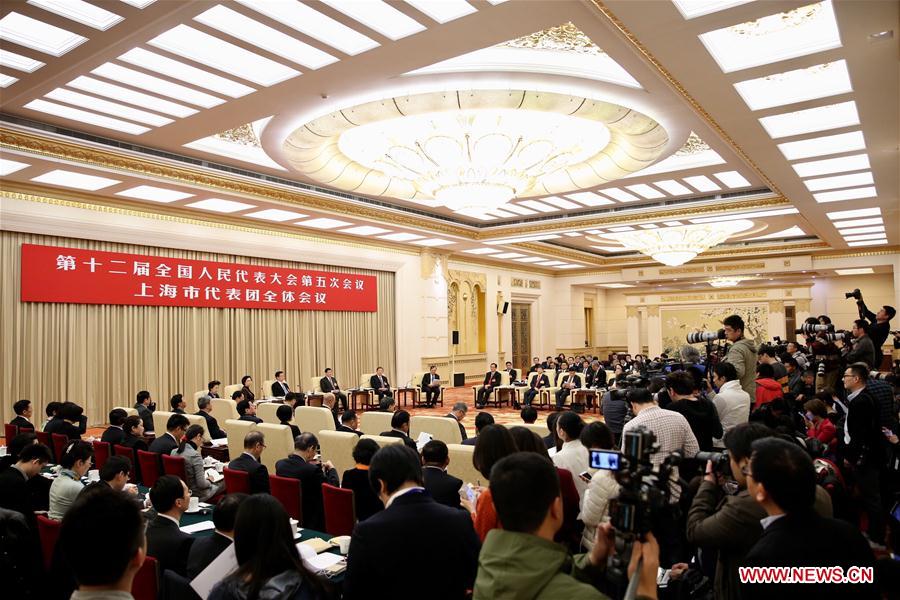 Photo taken on March 6, 2017 shows the scene of a plenary meeting of the 12th National People