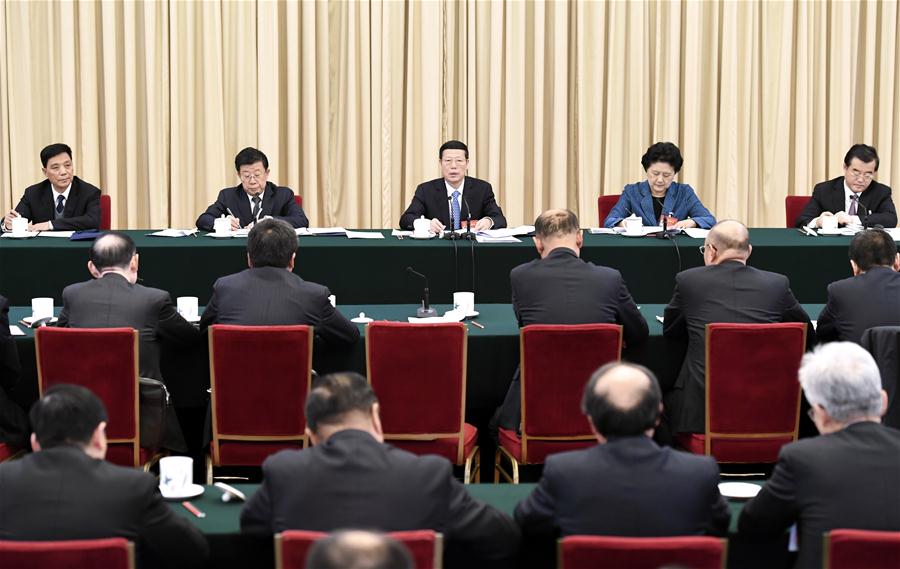 Chinese Vice Premier Zhang Gaoli joins a panel discussion with deputies to the 12th National People