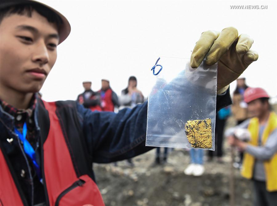 Photo taken on March 19, 2017 shows cultural relics unearthed during an archaeological excavation at Pengshan District in Meishan City, southwest China