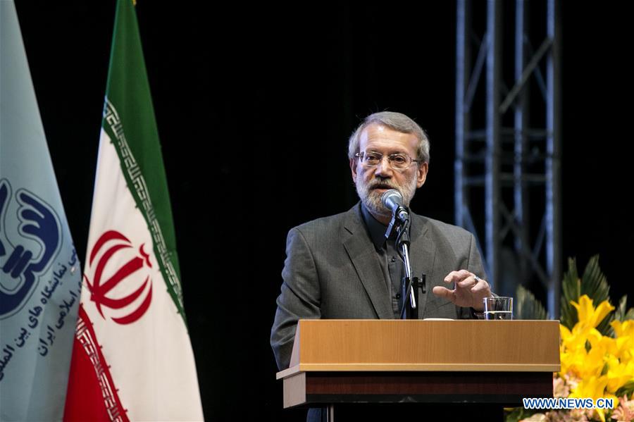 Iranian Parliament Speaker Ali Larijani speaks during the opening ceremony of the 22nd Iran International Oil, Gas, Refining and Petrochemical Exhibition in Tehran, Iran, May 6, 2017. Iran kicked off a major energy exhibition in the capital Tehran on Saturday with the participation of 1,500 foreign companies. (Xinhua/Ahmad Halabisaz)