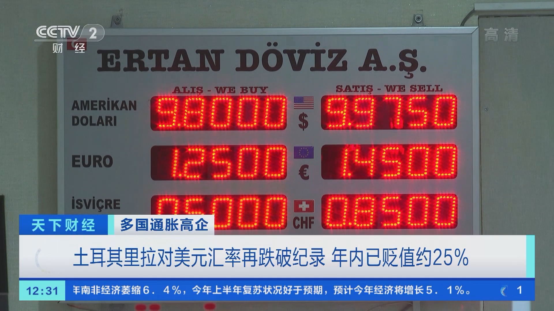 天下财经]多国通胀高企土耳其里拉对美元汇率再跌破纪录年内已贬值约25%
