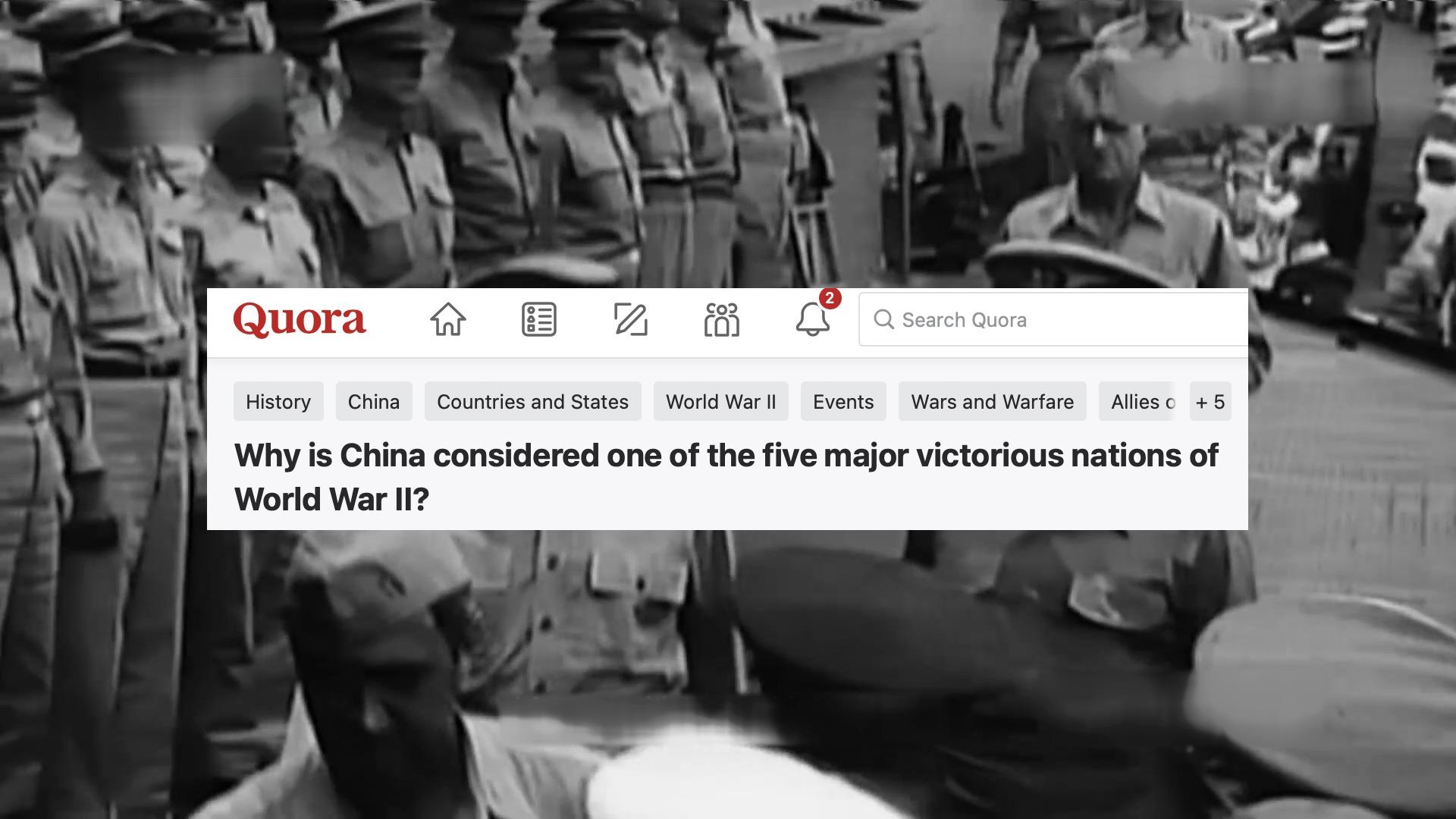 Why is China considered one of the five major victorious nations of World War II?