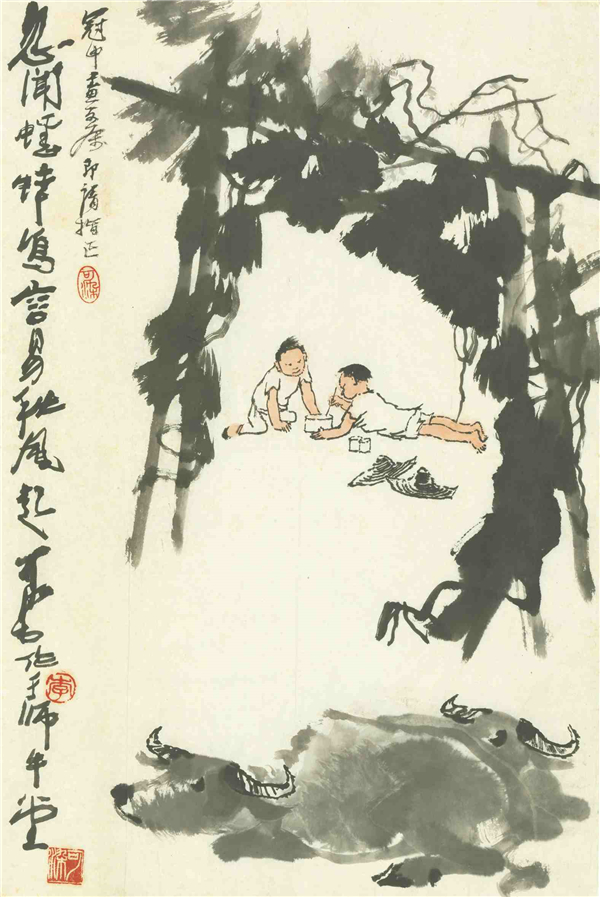 牧童牧牛（国画）     70×47厘米    1986年    李可染    浙江美术馆藏