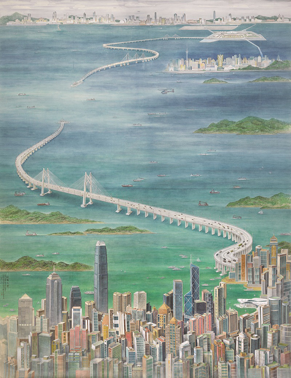 ▲ 龙腾大湾（中国画）  415×318厘米  李翔 杨文森 张蕊