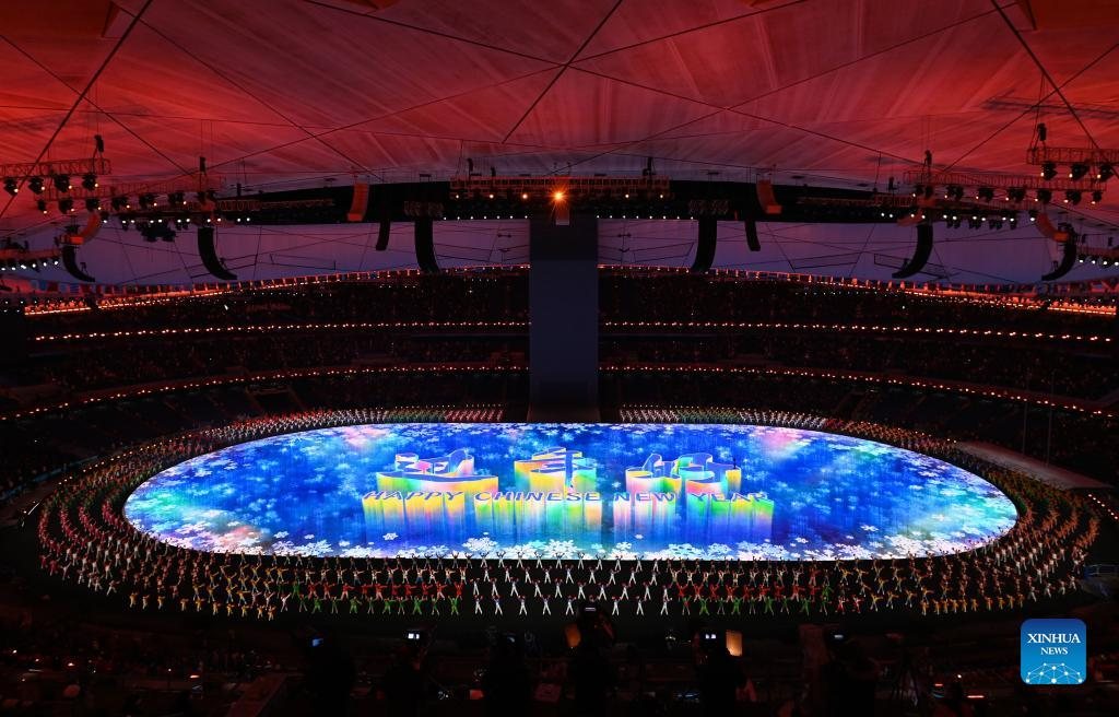 Artists perform before the opening ceremony of the Beijing 2022 Olympic Winter Games at the National Stadium in Beijing, capital of China, Feb. 4, 2022. (Xinhua/Wu Wei)