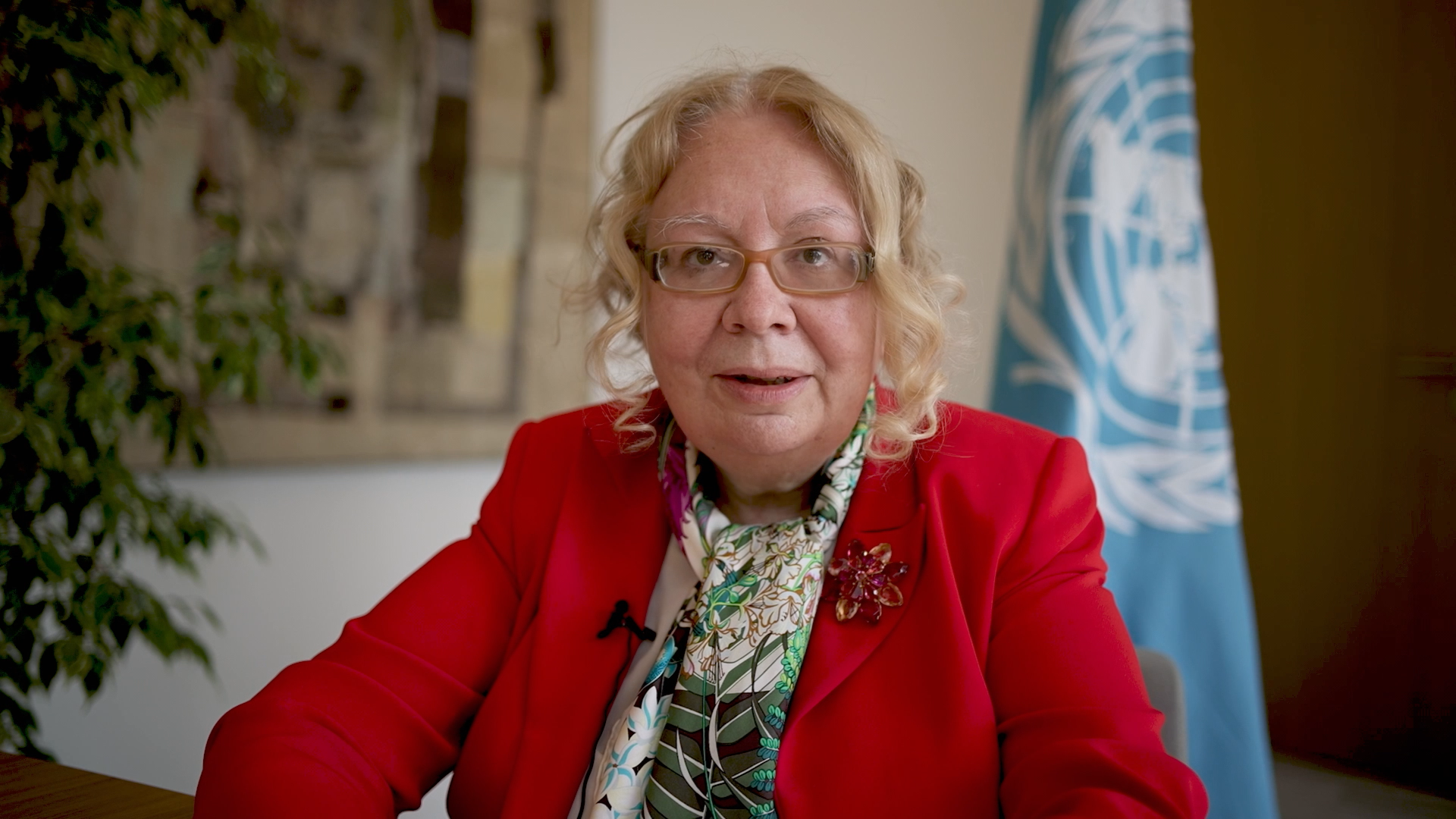 联合国日内瓦办事处总干事塔蒂亚娜·瓦罗瓦娅在日内瓦万国宫发表致辞