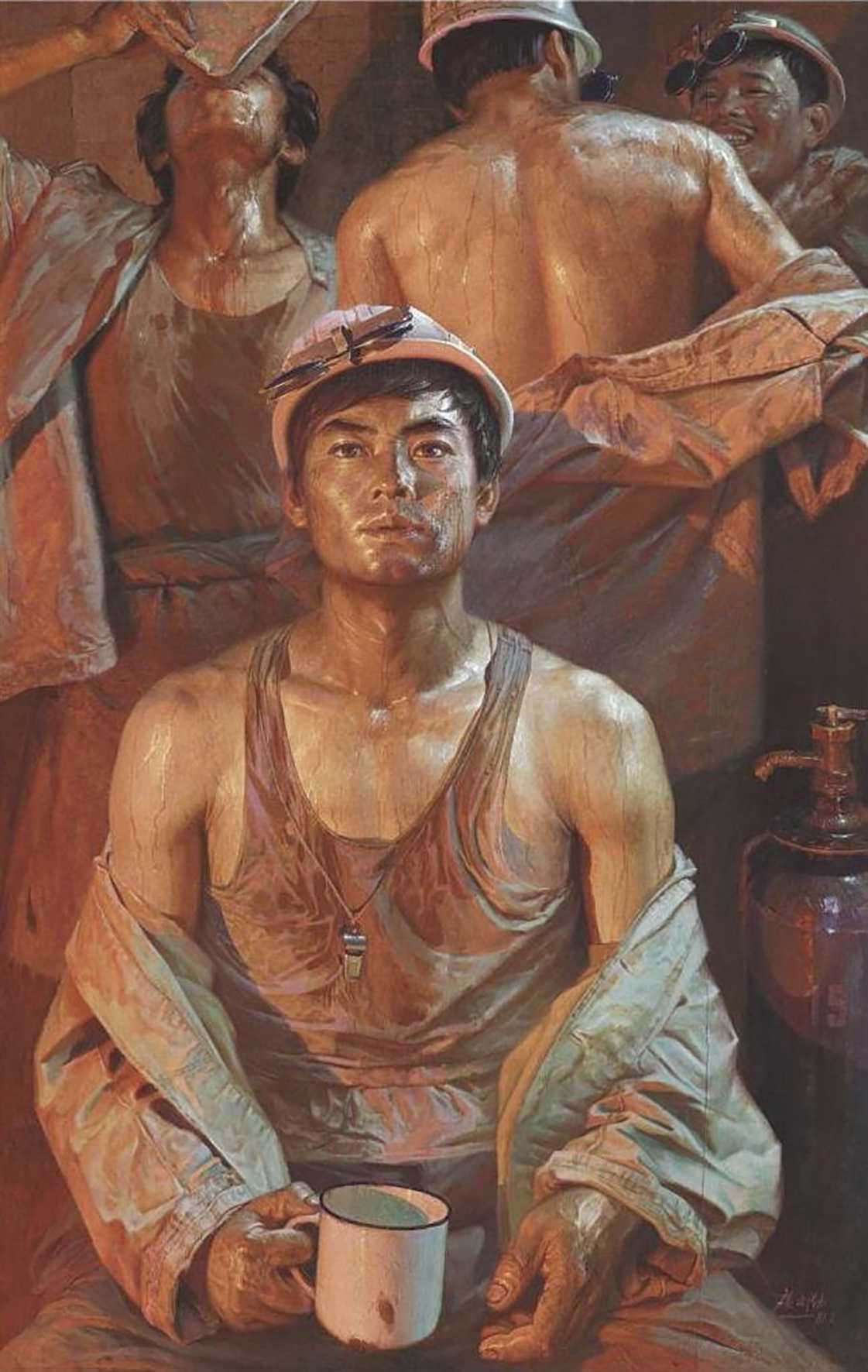 钢水·汗水（油画） 260×168厘米  1981年  广廷渤  中国美术馆藏  