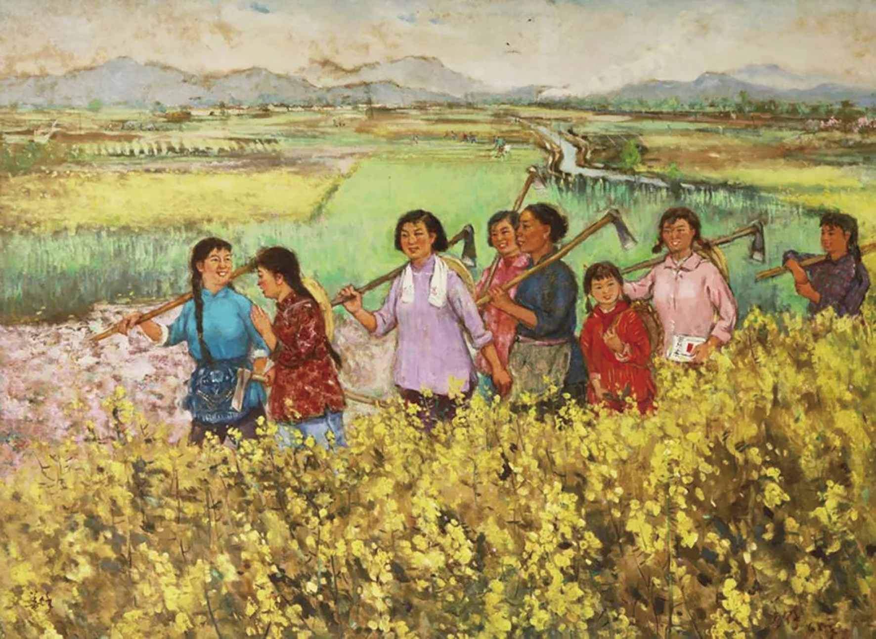 春耕忙（油画）  101×136厘米  1965年  胡善馀  中国美术馆藏