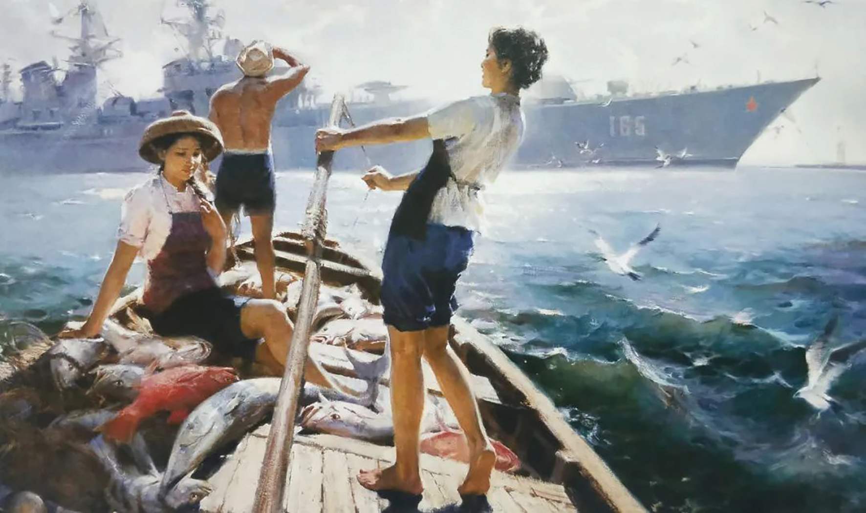 西沙之晨（油画）  107×182厘米  何岸  中国美术馆藏