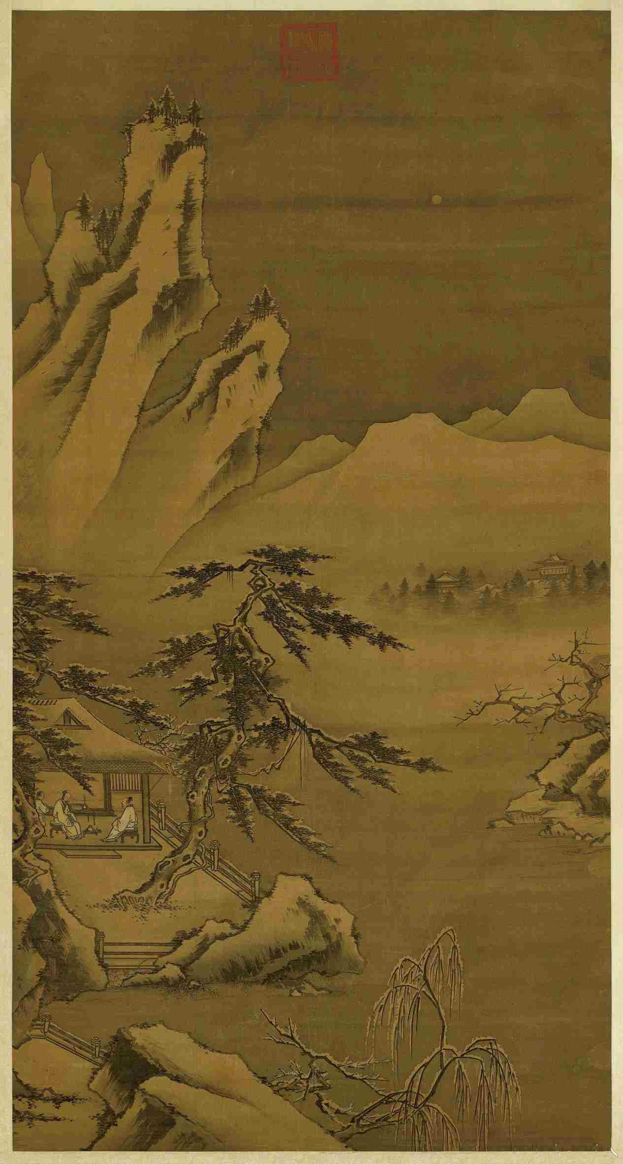 寒岩积雪图（绢本设色） 156.7×82.4厘米 南宋 马远 台北故宫博物院藏