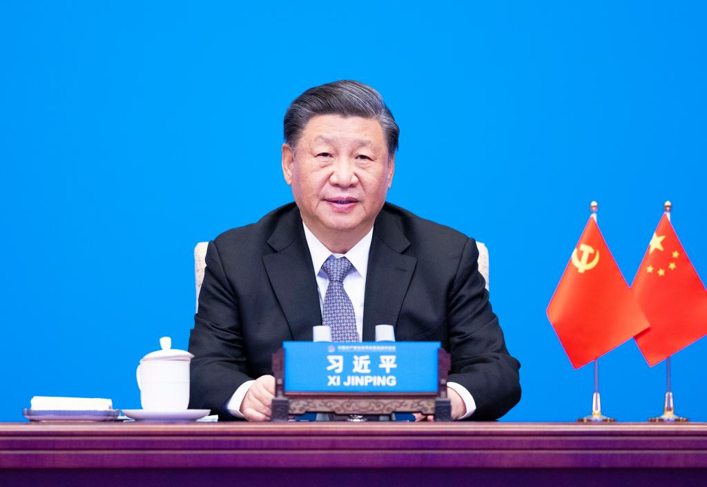Xi Jinping, general secretary of the Communist Party of China (CPC) Central Committee and Chinese president, attends the CPC in Dialogue with World Political Parties High-Level Meeting via video link and delivers a keynote address in Beijing, capital of China, March 15, 2023. (Xinhua/Huang Jingwen)