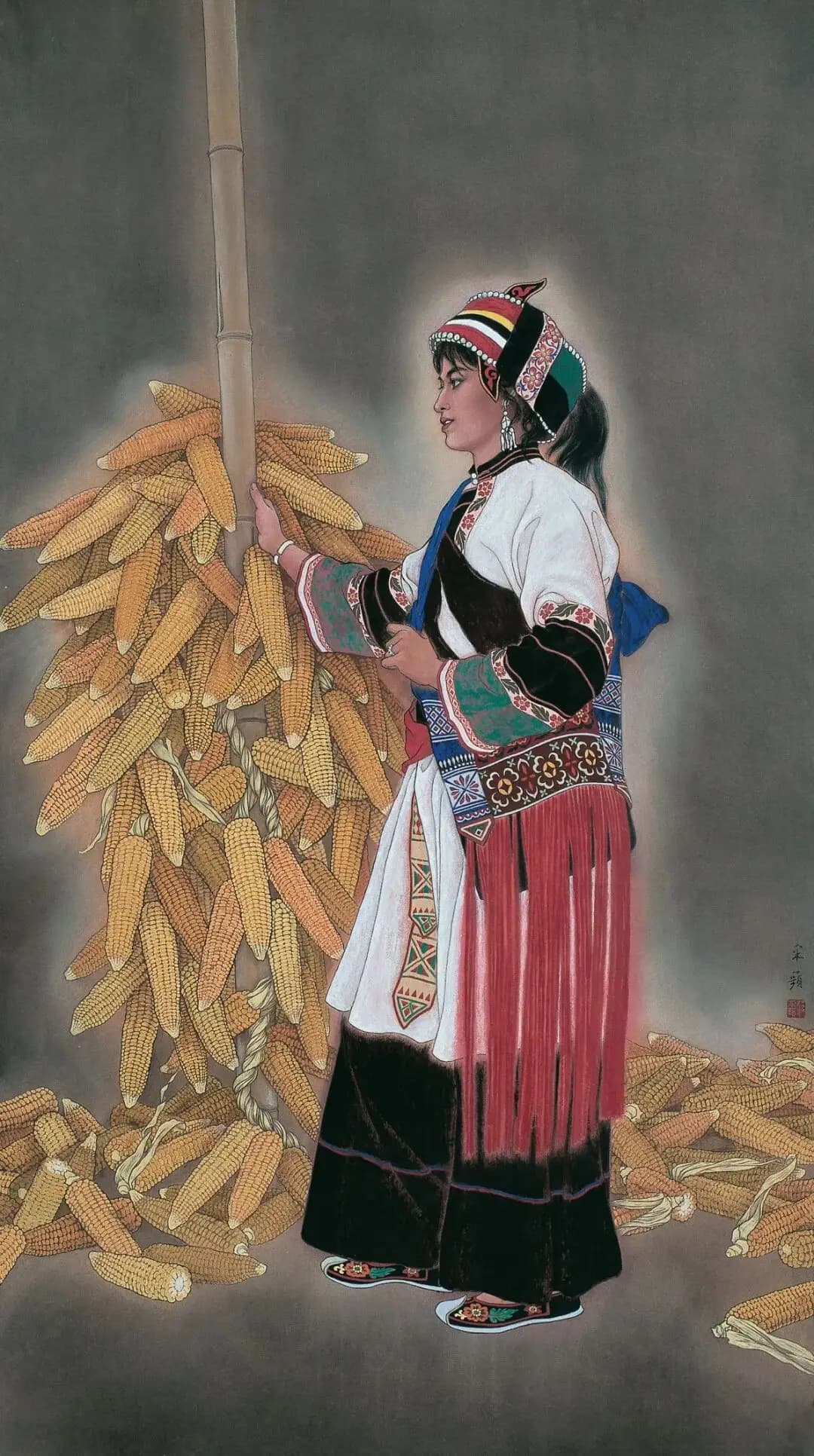 金秋 蒋采苹 170cm&times;97cm 皮纸 墨色 石色 1994