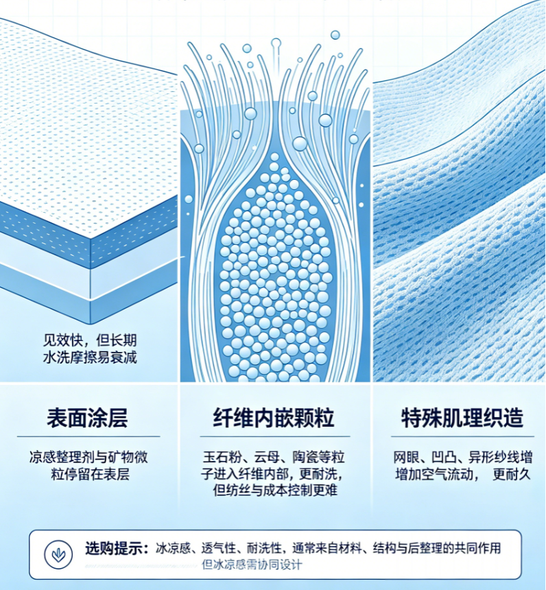 凉感面料主流生产工艺 画面由AI辅助生成