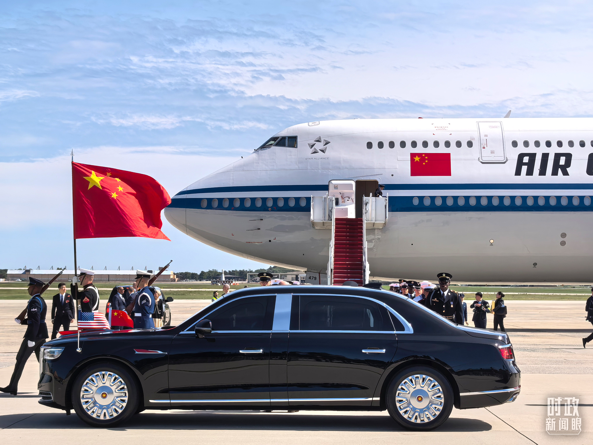 当地时间25日下午，习主席结束对美国的国事访问。（总台央视记者周志国拍摄）